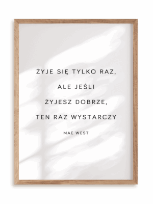Plakat z Twoim cytatem MInimal w ramie drewnianej