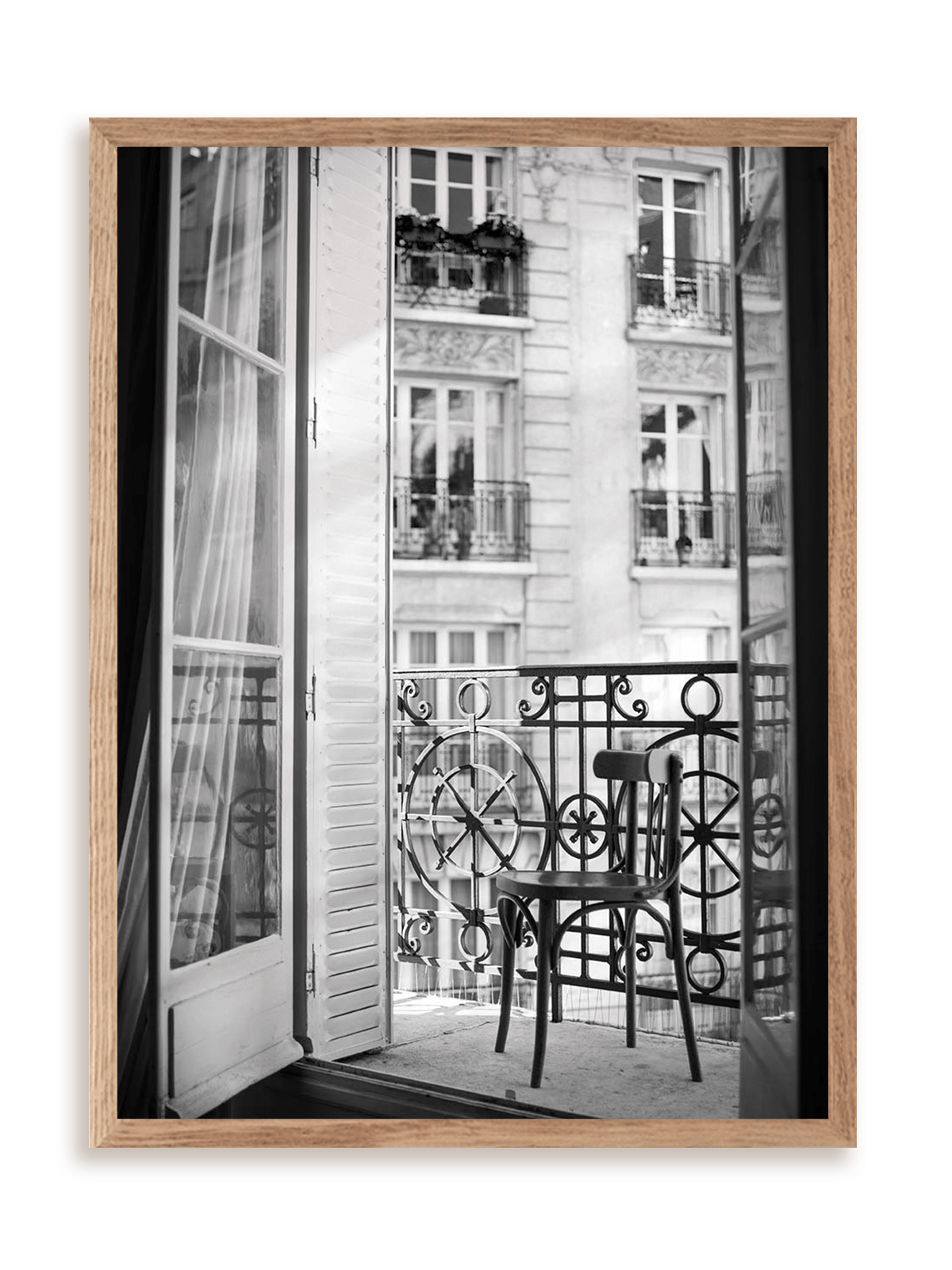 Plakat Paryski balkon w ramie drewnianej