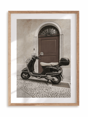 Plakat Vespa siesta w ramie drewnianej