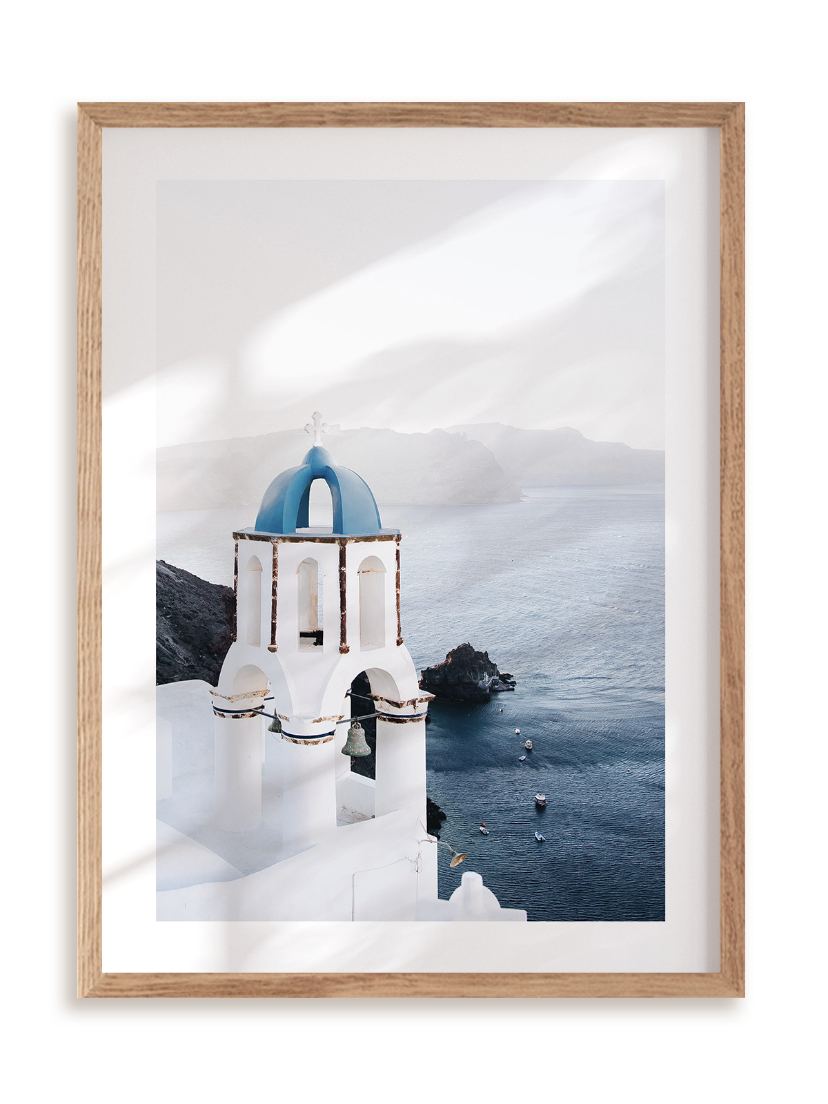 Plakat W Santorini w ramie drewnianej