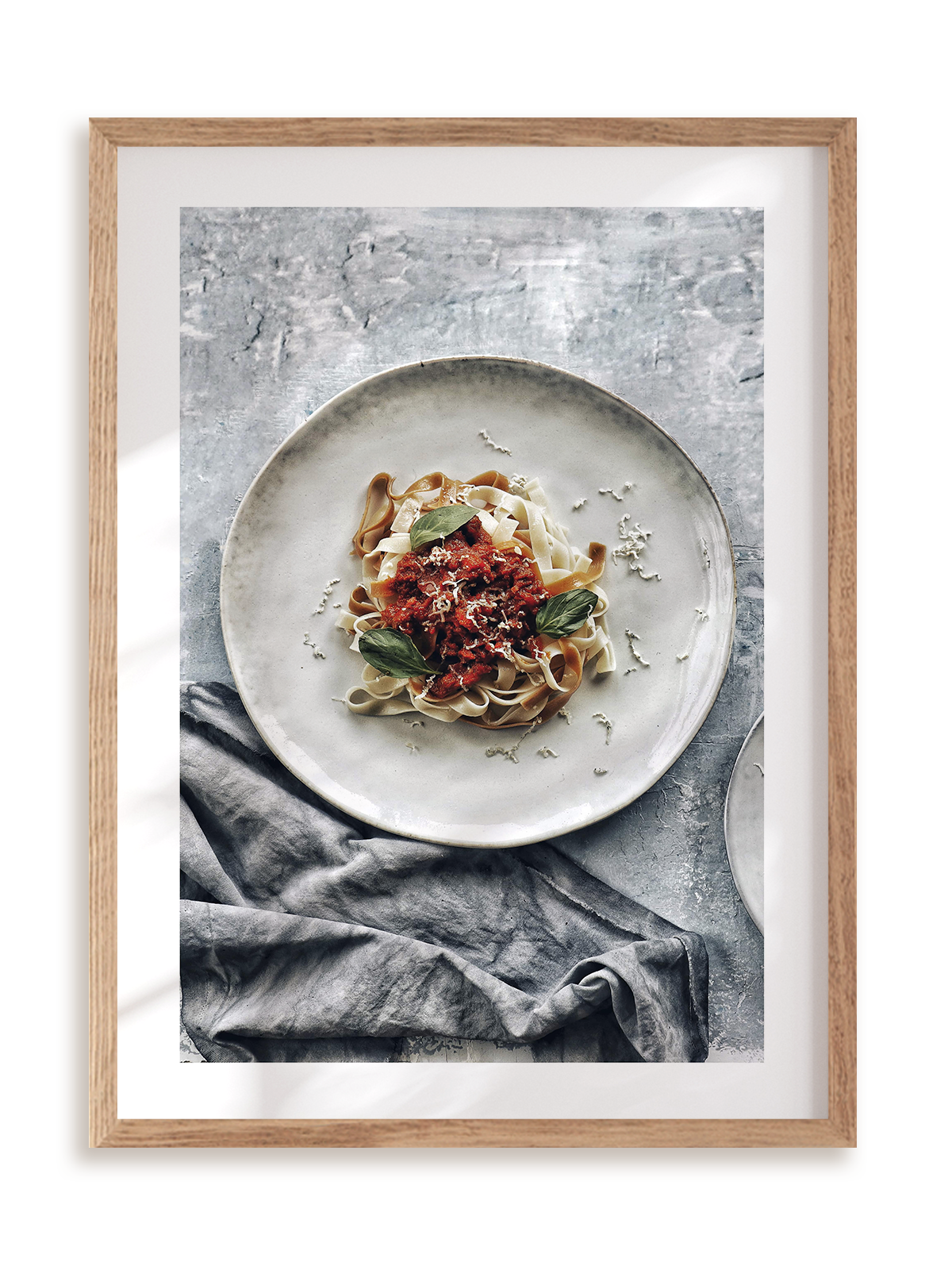 Plakat Pasta love w ramie drewnianej