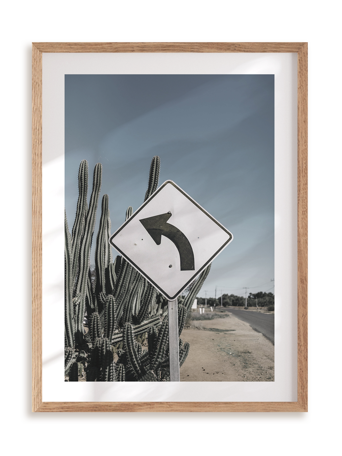 Plakat Turn left w ramie drewnianej