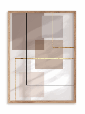 Plakat Beżowo kwadratowo II w ramie drewnianej