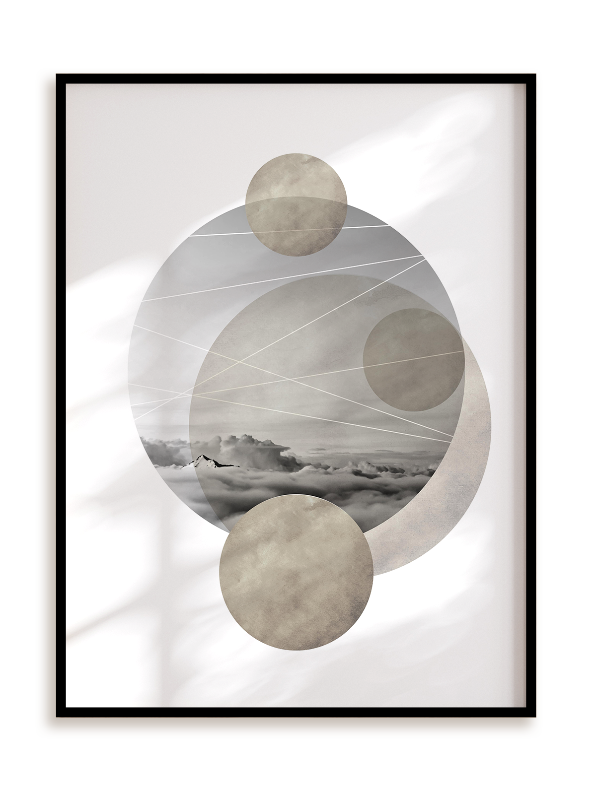 Plakat Krajobrazowa geometria - obłoki w ramie aluminiowej