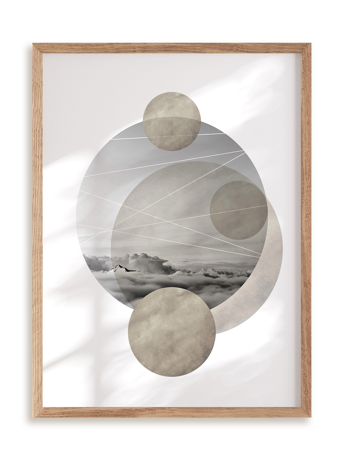 Plakat Krajobrazowa geometria - obłoki w ramie drewnianej