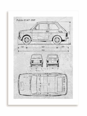 Plakat Polski Fiat 126 P bez ramy