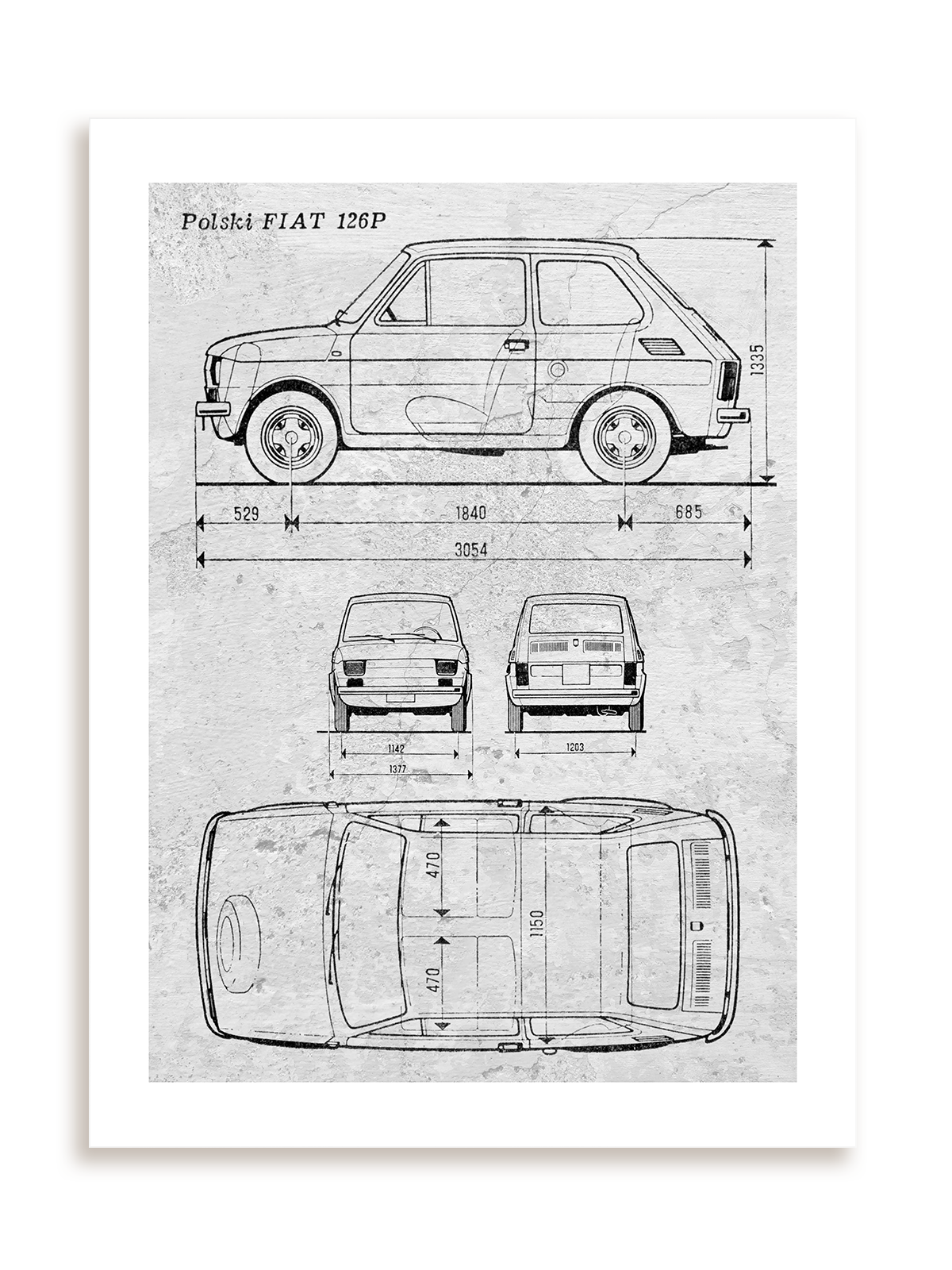 Plakat Polski Fiat 126 P bez ramy