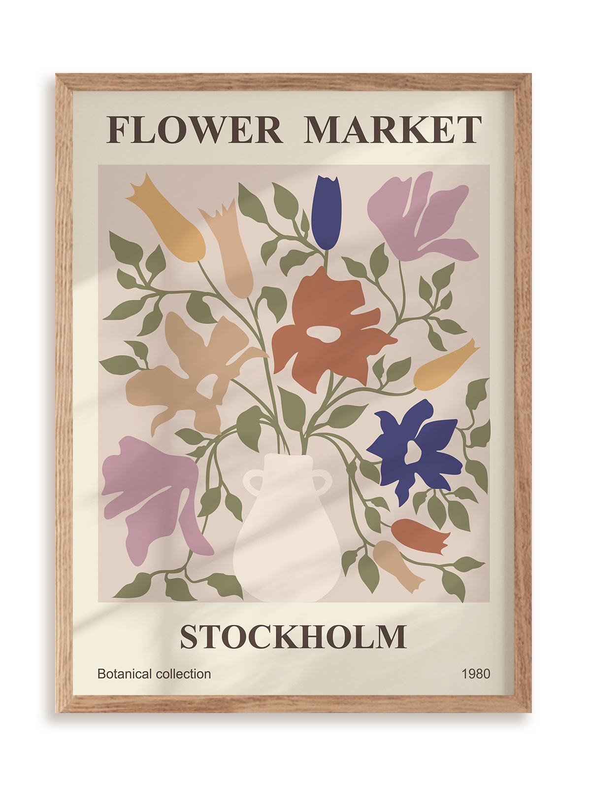 Plakat Flower market: Stockholm w ramie drewnianej