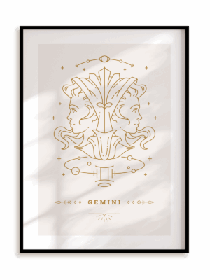 Plakat Stylowy Zodiak: Bliźnięta w ramie aluminiowej