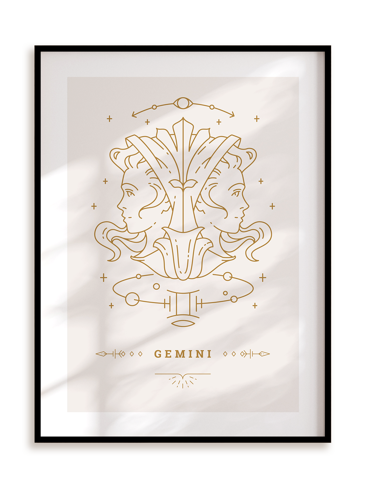 Plakat Stylowy Zodiak: Bliźnięta w ramie aluminiowej