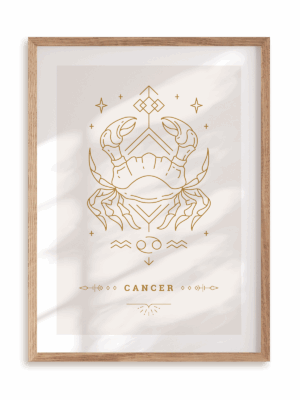 Plakat Stylowy Zodiak: Rak w ramie drewnianej