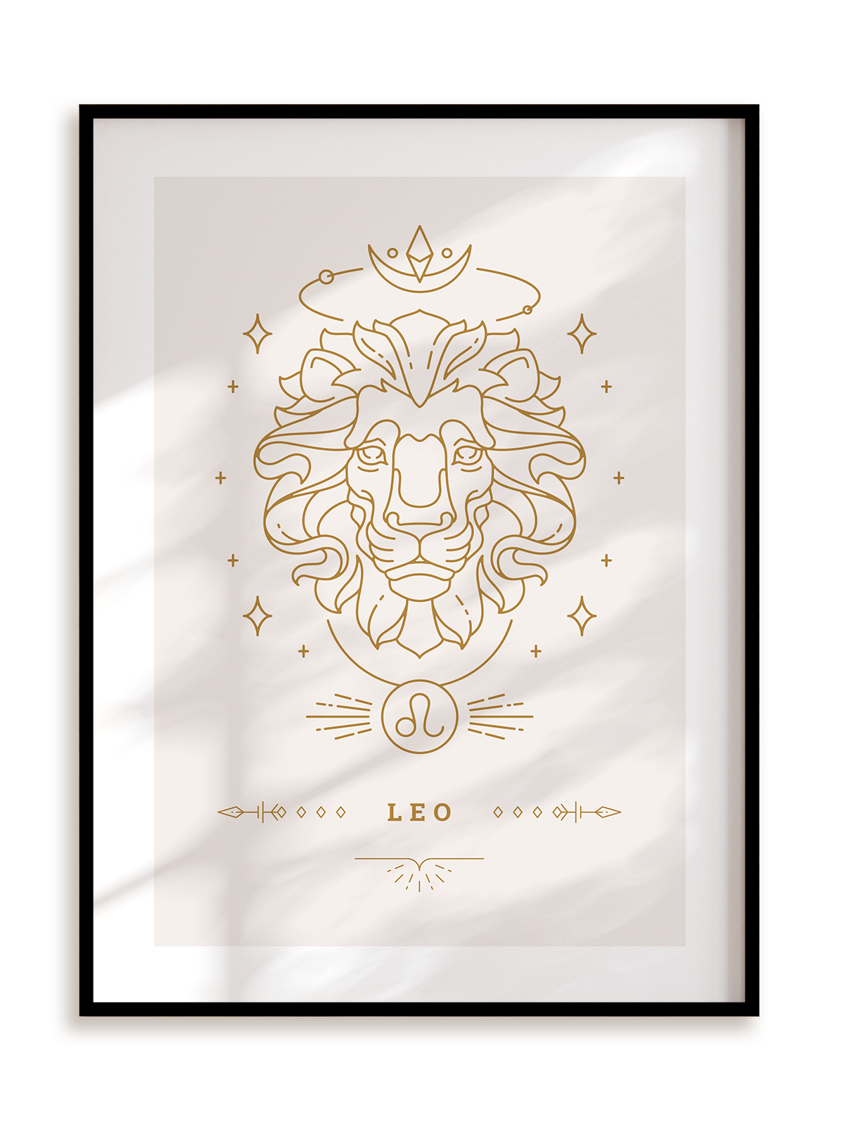Plakat Stylowy Zodiak: Lew w ramie aluminiowej