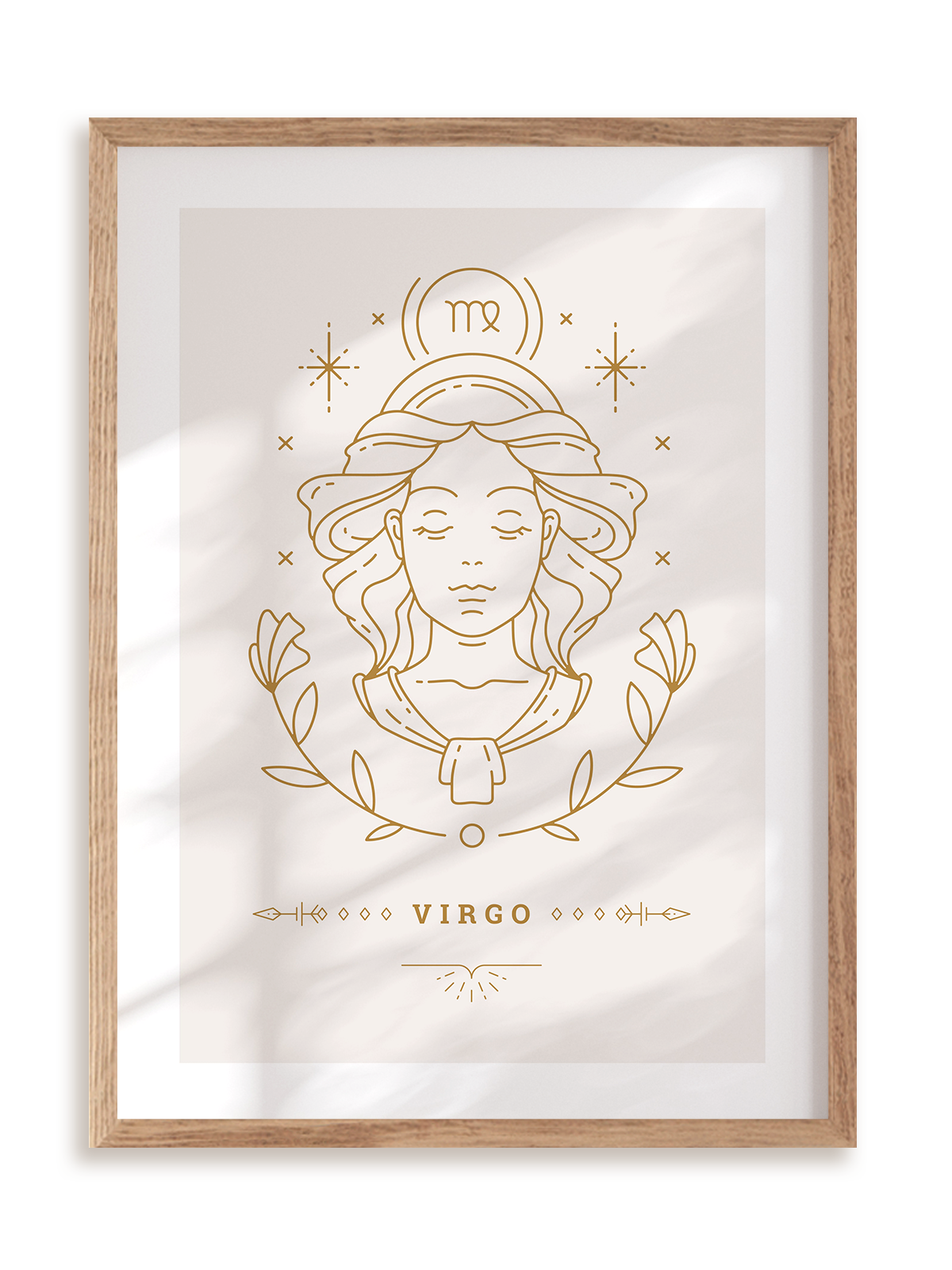 Plakat Stylowy Zodiak: Panna w ramie drewnianej