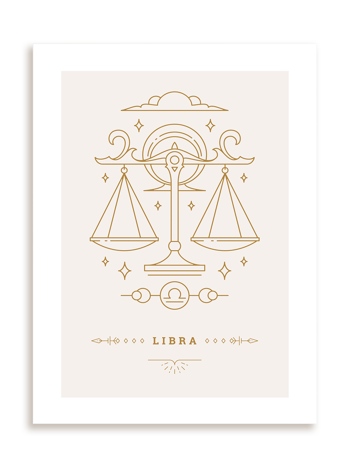 Plakat Stylowy Zodiak: Waga bez ramy