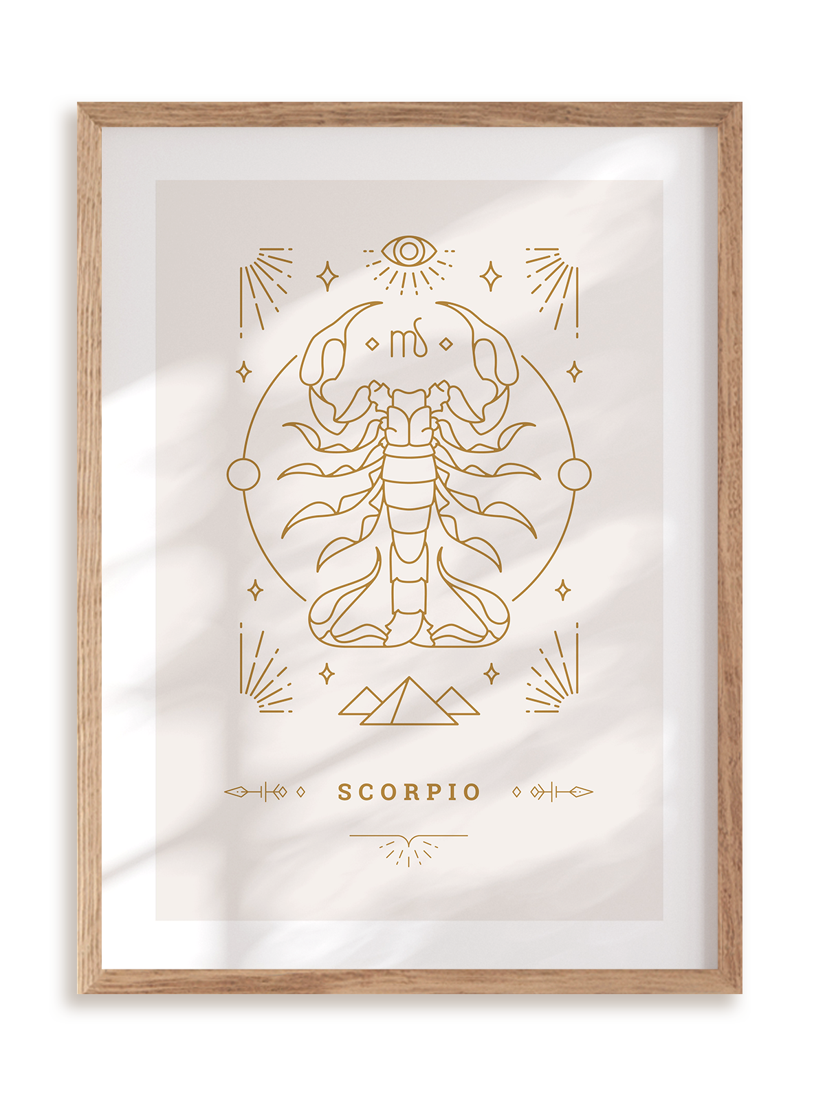 Plakat Stylowy Zodiak: Skorpion w ramie drewnianej