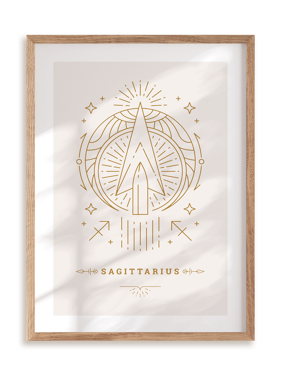 Plakat Stylowy Zodiak: Strzelec w ramie drewnianej