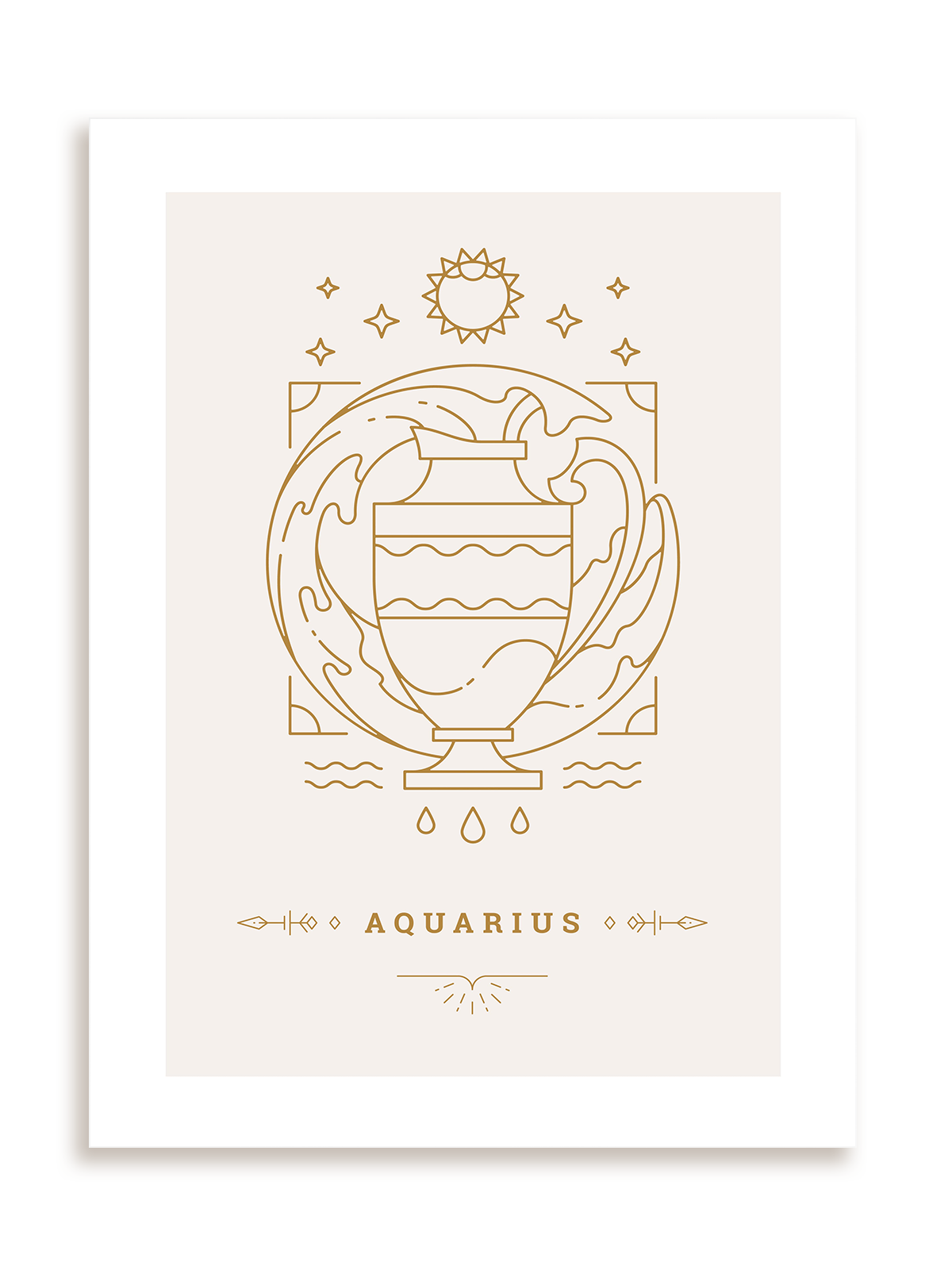 Plakat Stylowy Zodiak: Wodnik bez ramy