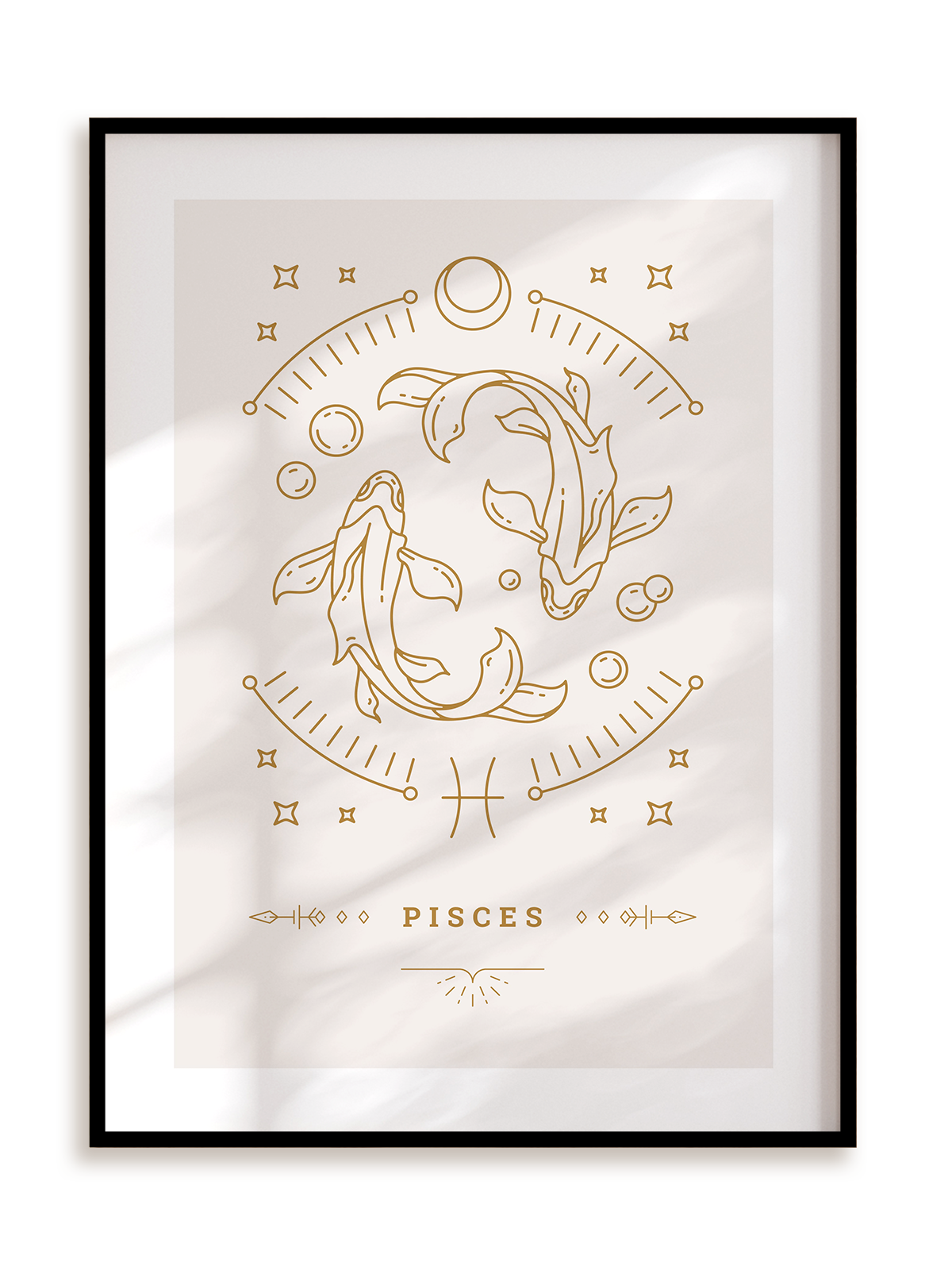 Plakat Stylowy Zodiak: Ryby w ramie aluminiowej