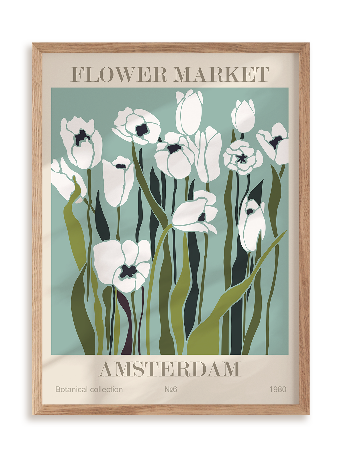Plakat Flower market: Amsterdam w ramie drewnianej