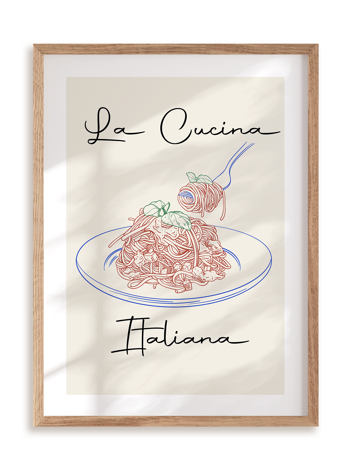 Plakat La Cucina Italiana w ramie drewnianej