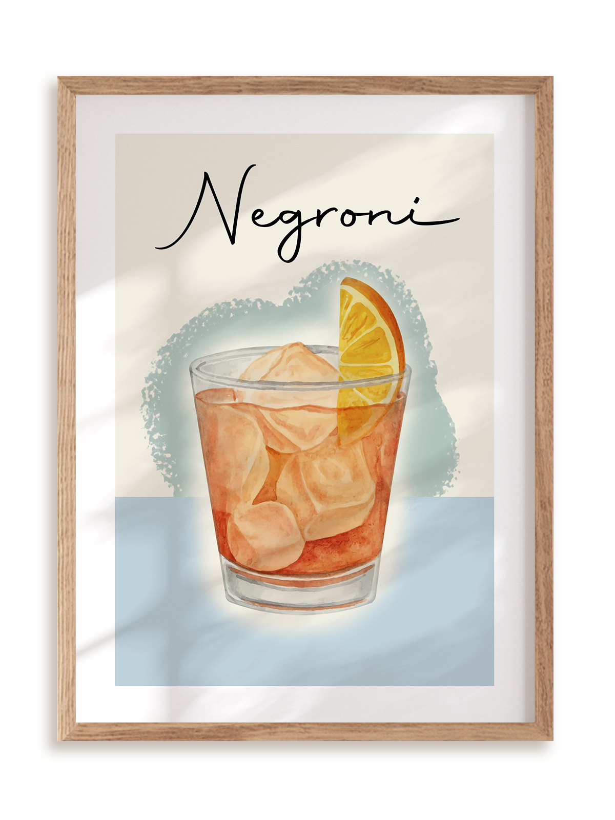 Plakat Negroni w ramie drewnianej