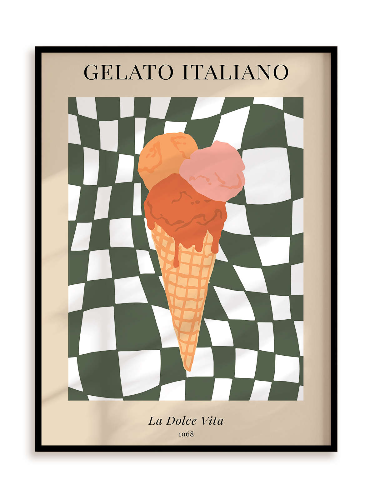 Plakat Gelato italiano w ramie aluminiowej