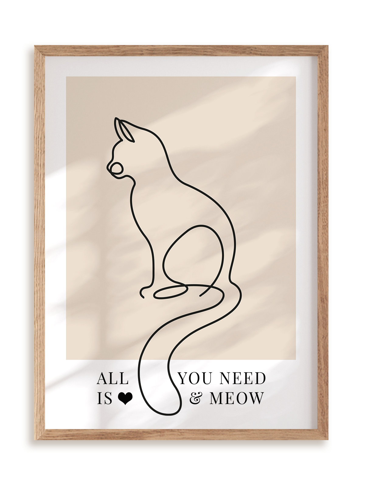 Plakat All you need is miau w ramie drewnianej