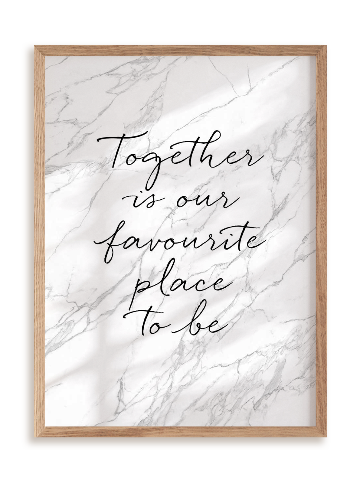 Plakat Together is our favourite place w ramie drewnianej