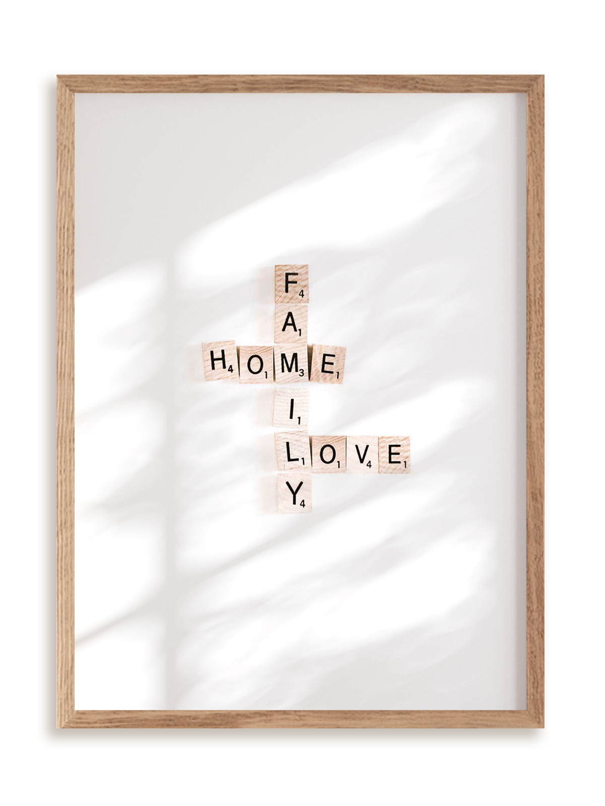 Plakat Family home love w ramie drewnianej