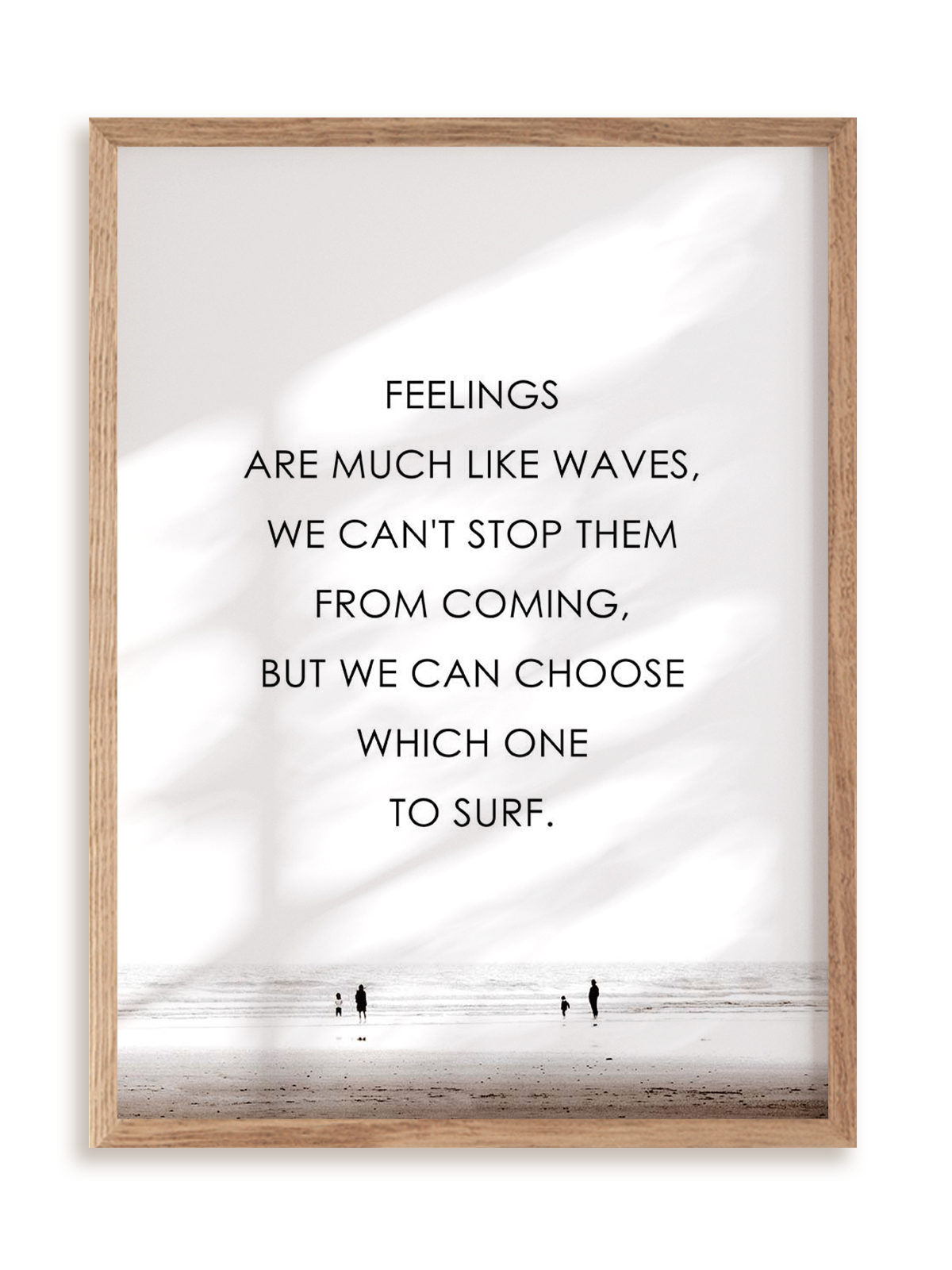 Plakat Feelings are like waves w ramie drewnianej