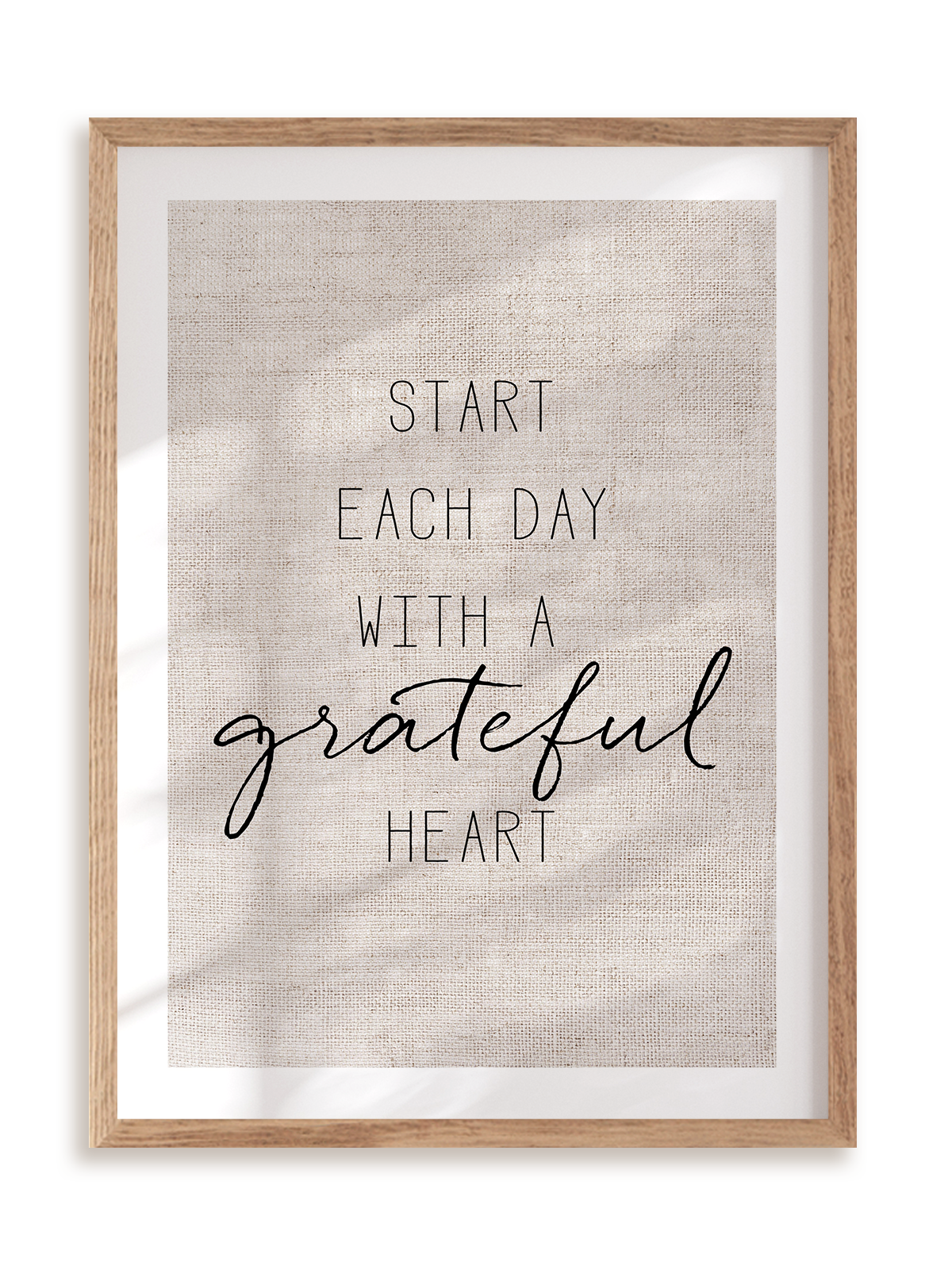 Plakat Grateful heart w ramie drewnianej