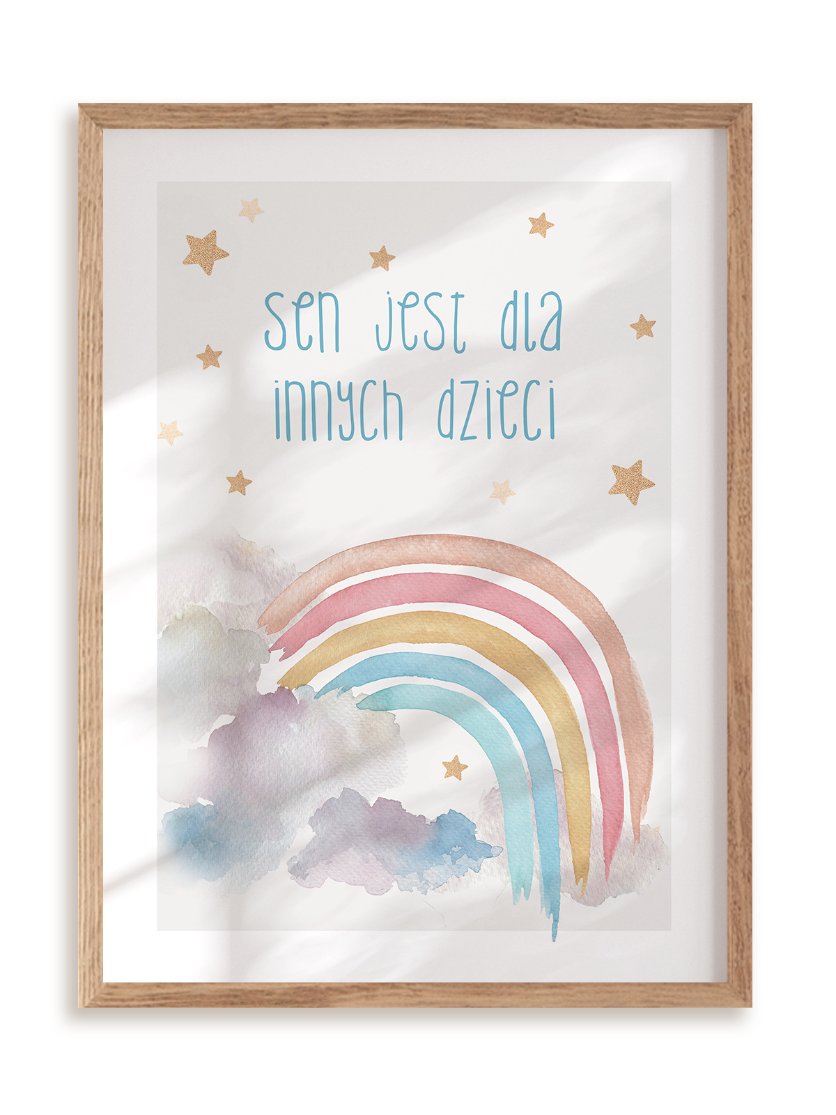 Plakat Sen jest dla innych dzieci w ramie drewnianej