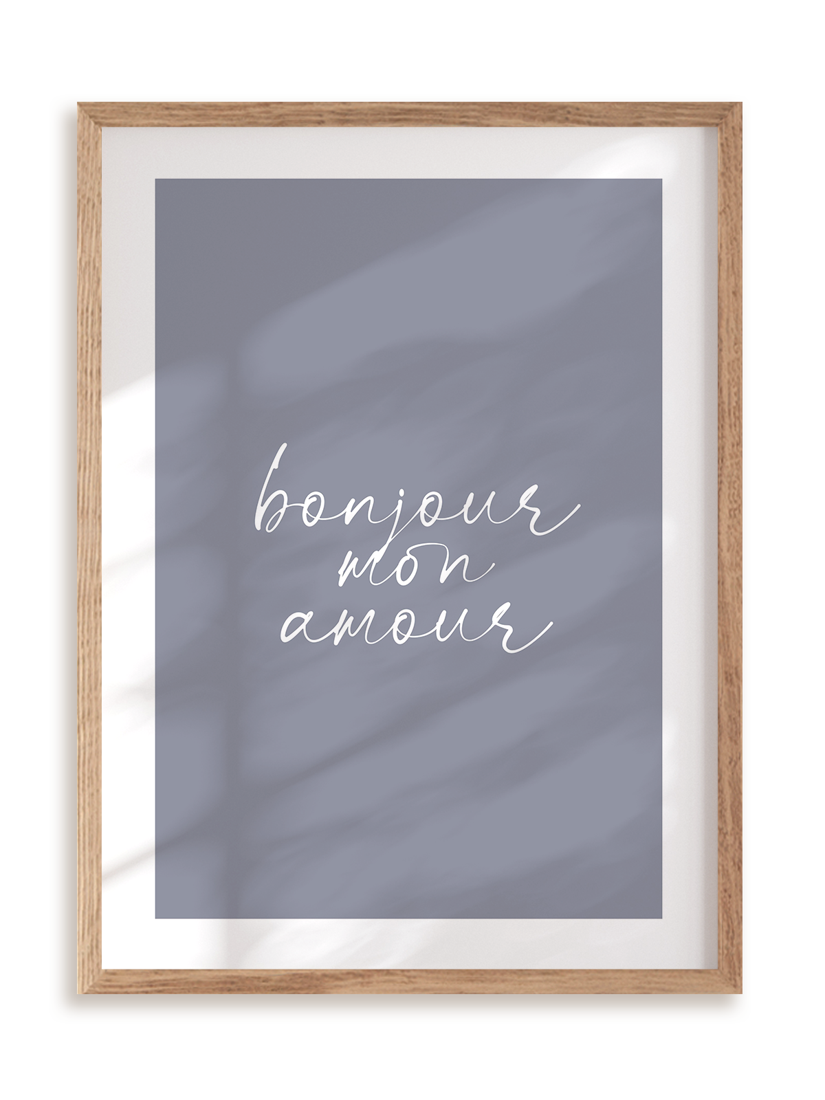 Plakat Bonjour w ramie drewnianej
