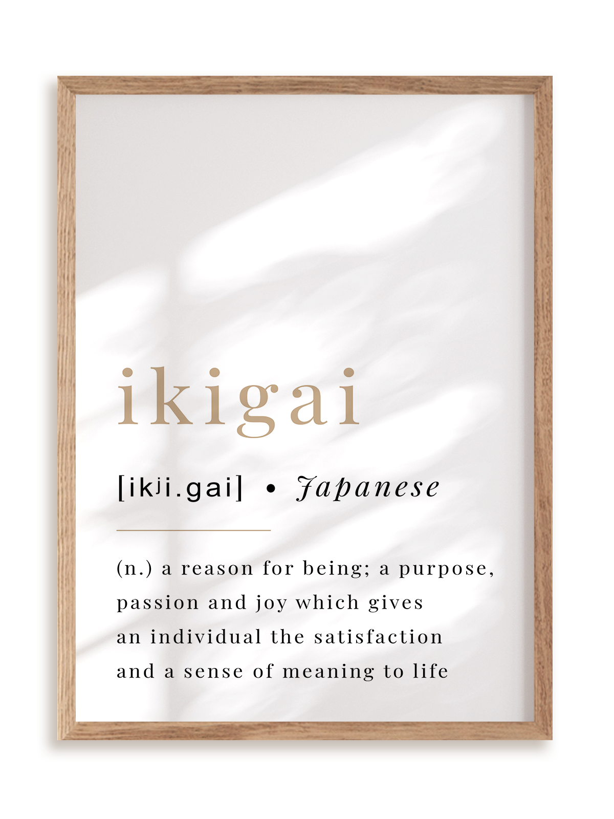 Plakat Ikigai w ramie drewnianej
