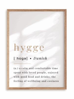 Plakat Hygge w ramie drewnianej
