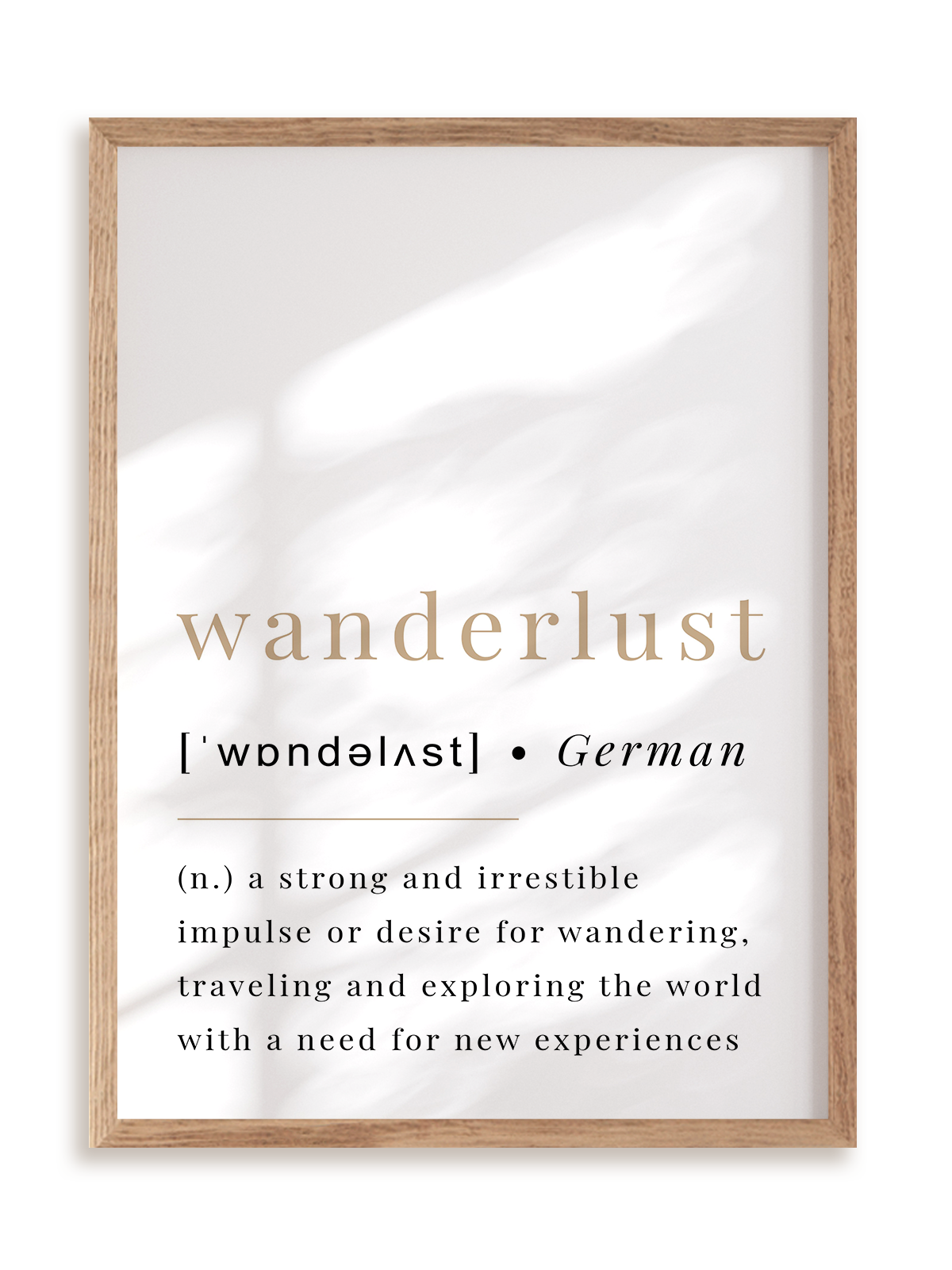 Plakat Wanderlust w ramie drewnianej