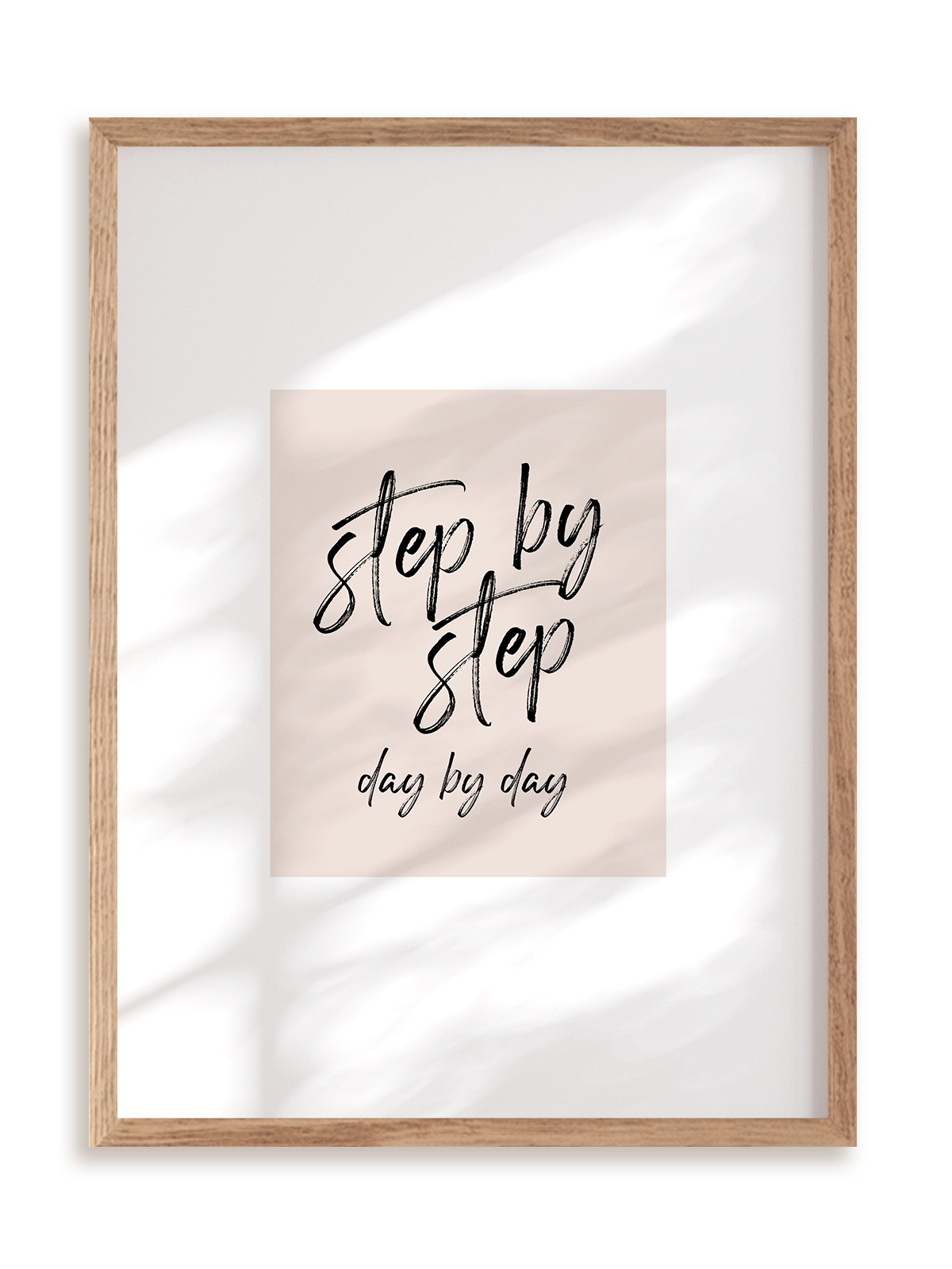 Plakat Step by step w ramie drewnianej