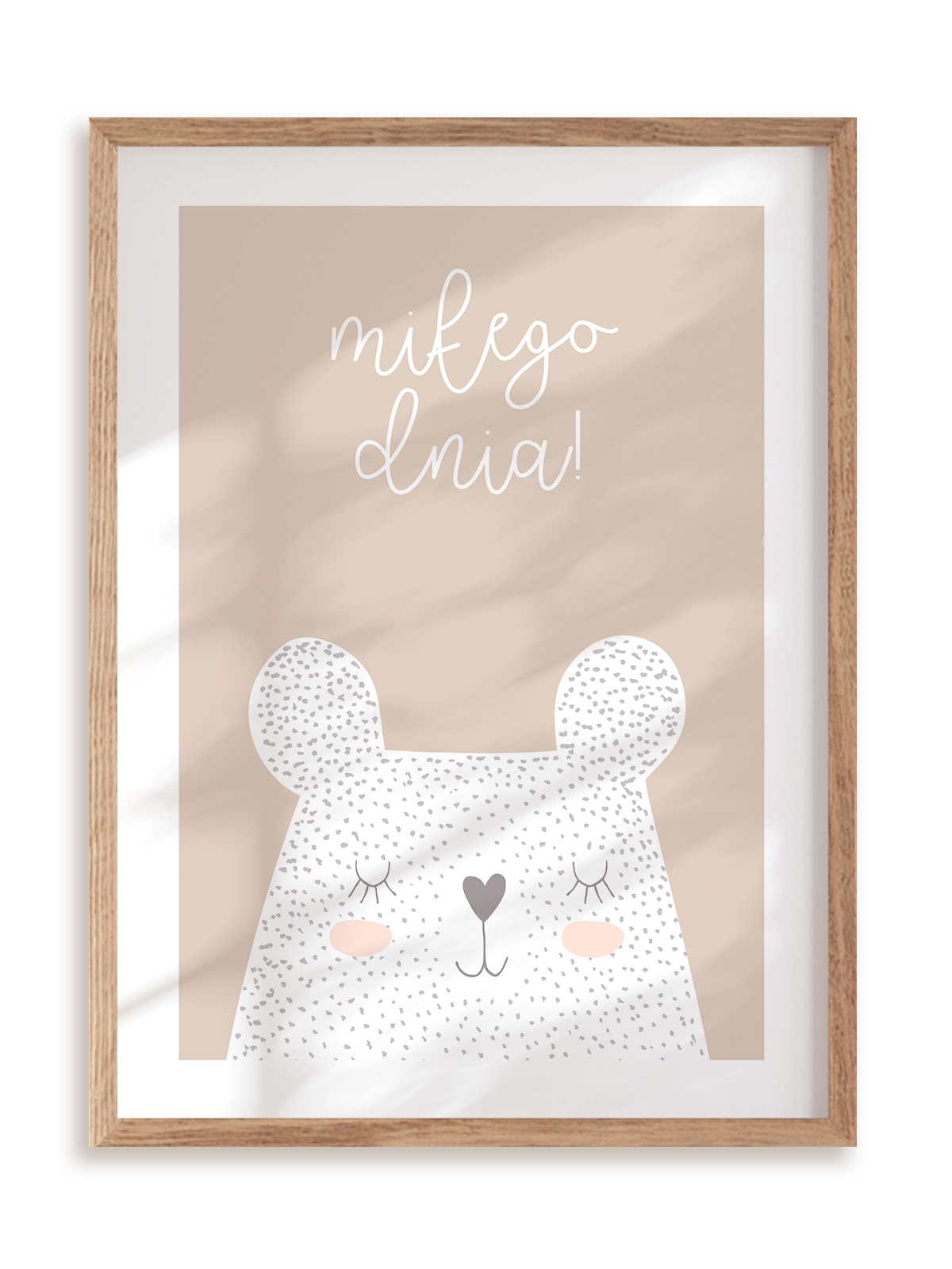 Plakat Miś na miły dzień w ramie drewnianej