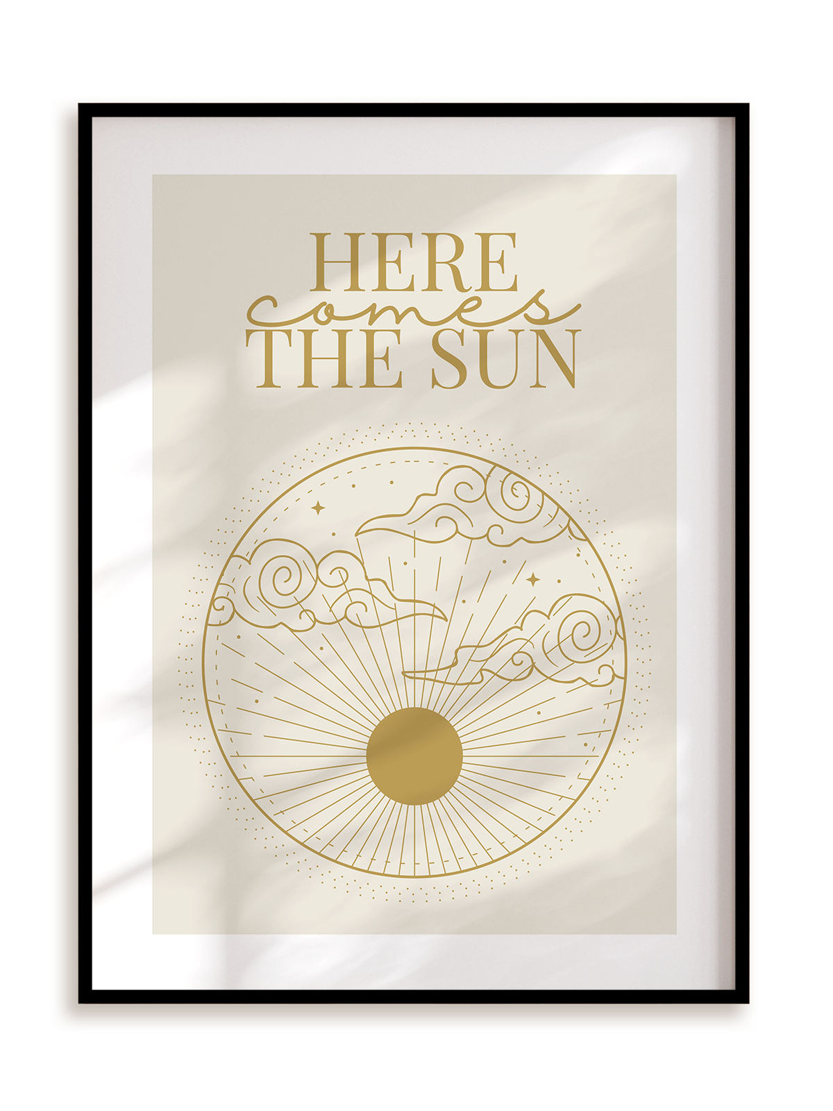 Plakat Here comes the sun w ramie aluminiowej