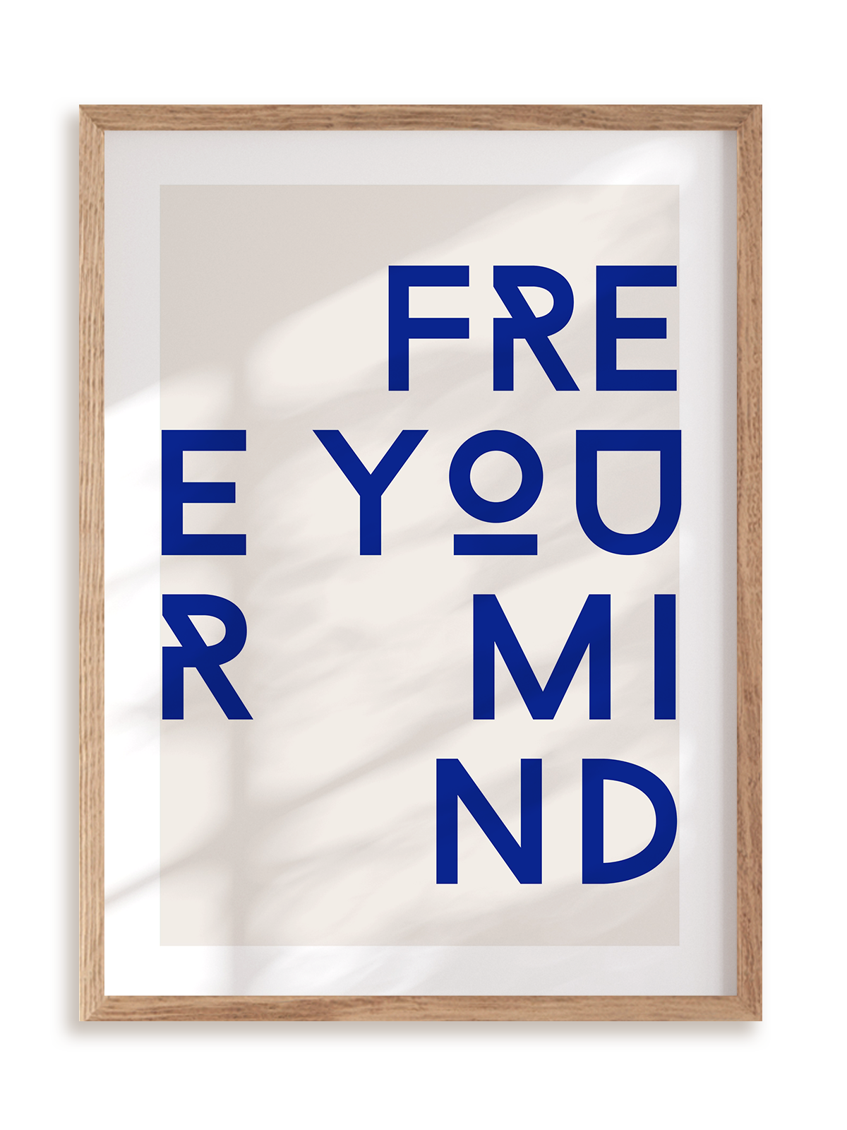 Plakat Free your mind w ramie drewnianej
