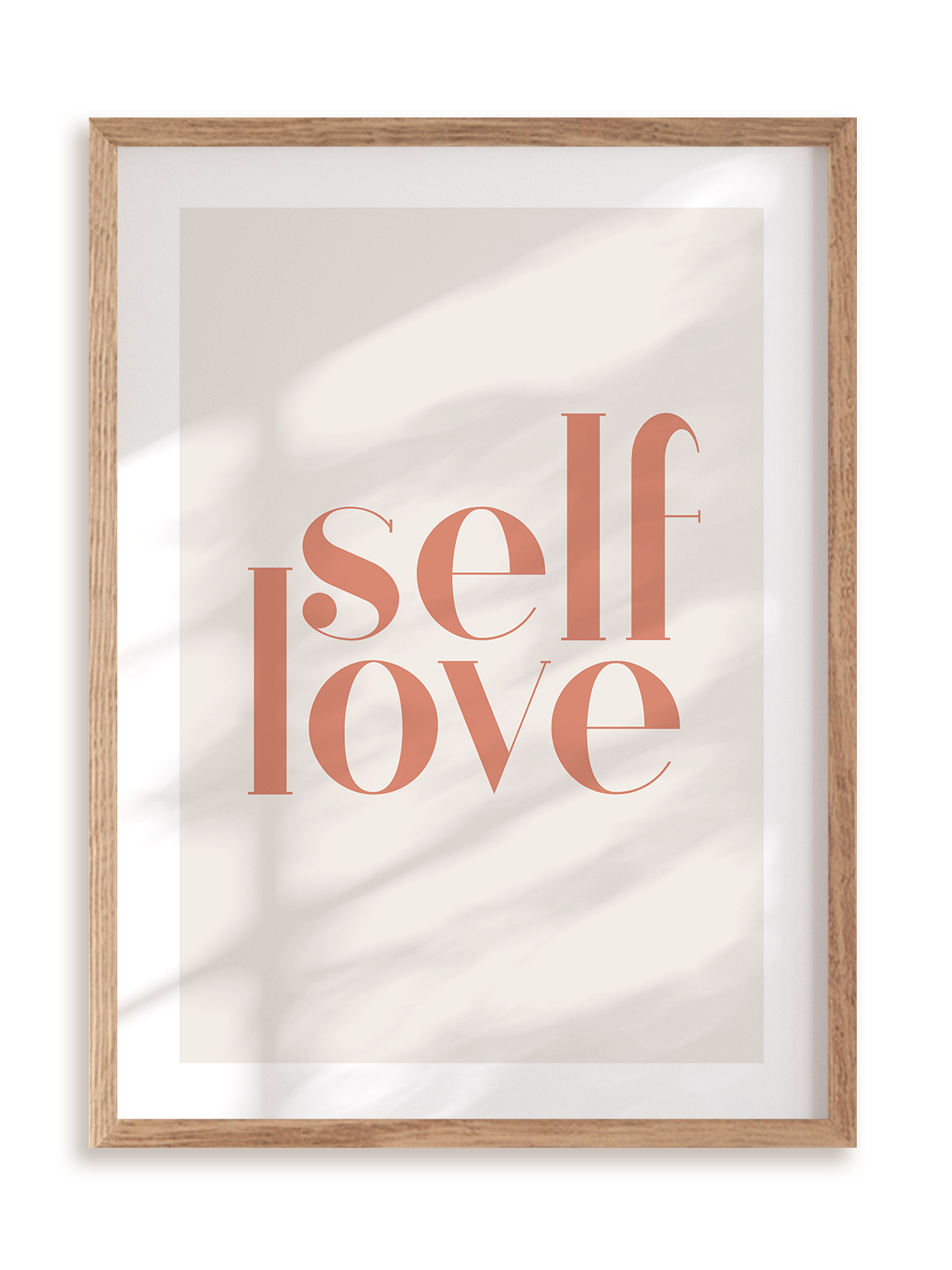 Plakat Self love w ramie drewnianej