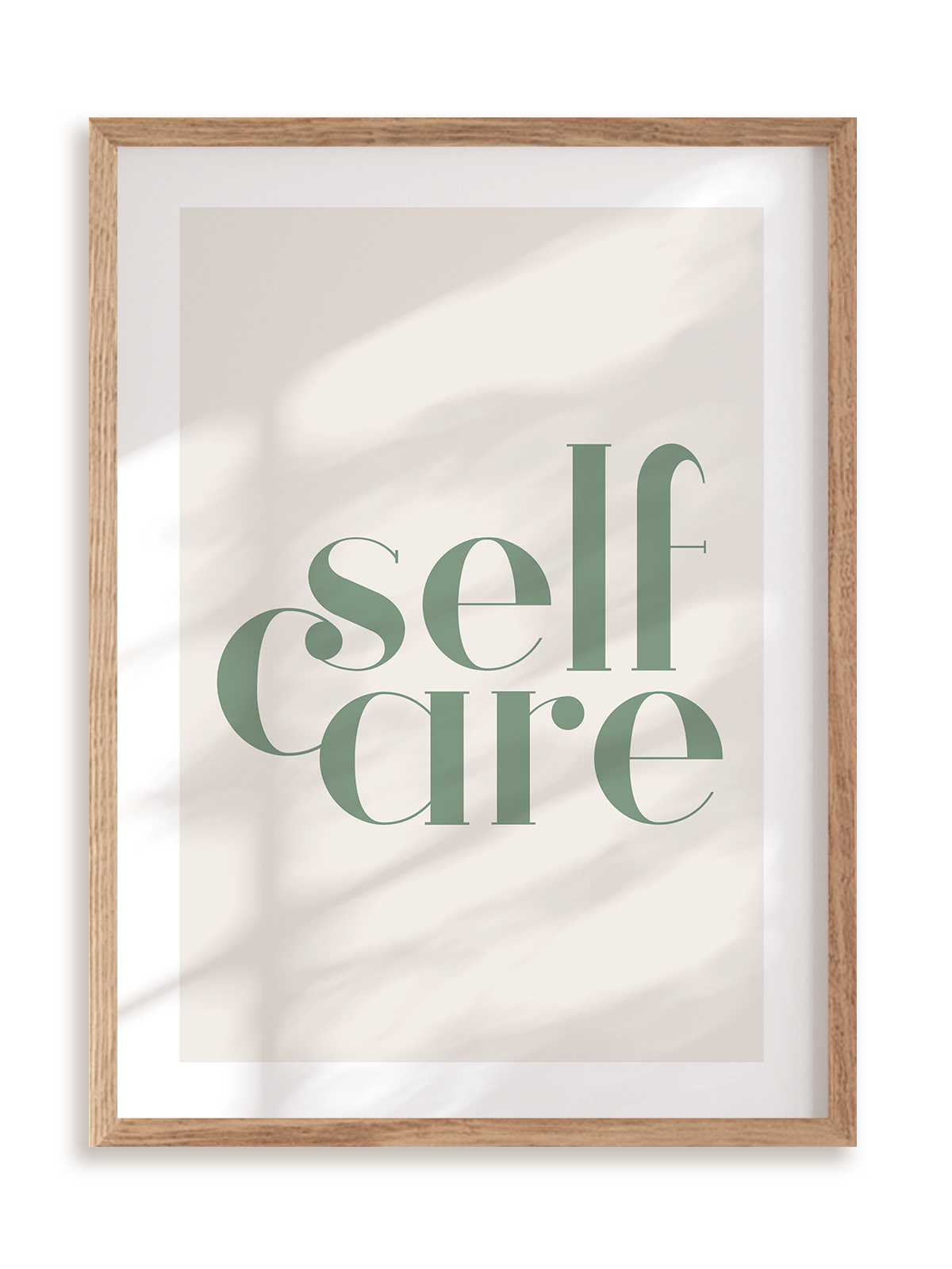 Plakat Self care w ramie drewnianej