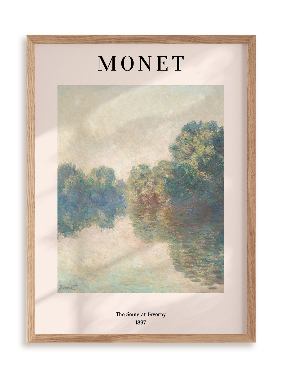 Plakat Claude Monet - The Seine at Giverny (1897) w ramie drewnianej