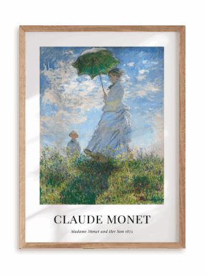 Plakat Claude Monet - Madame Monet and Her Son (1875) w ramie drewnianej