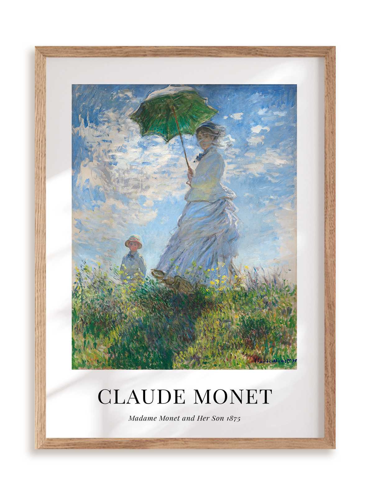 Plakat Claude Monet - Madame Monet and Her Son (1875) w ramie drewnianej