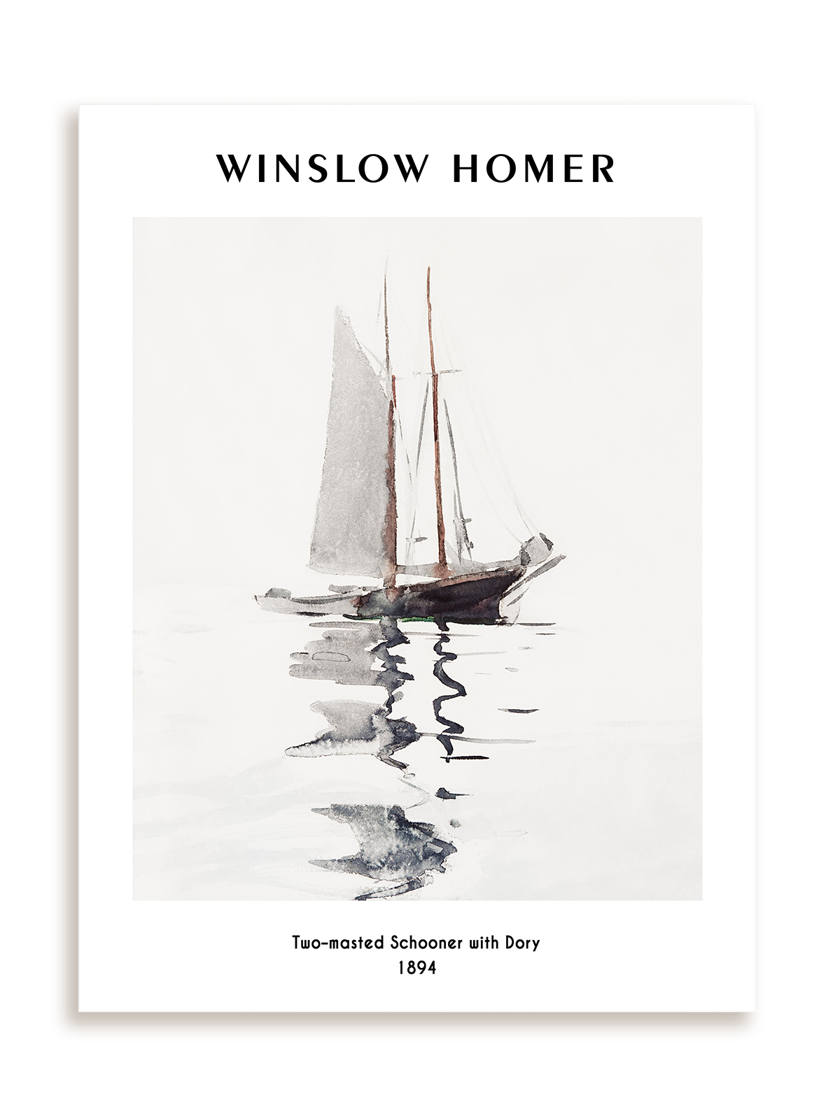 Plakat Winslow Homer Two-masted Schooner with Dory (1894) bez ramy