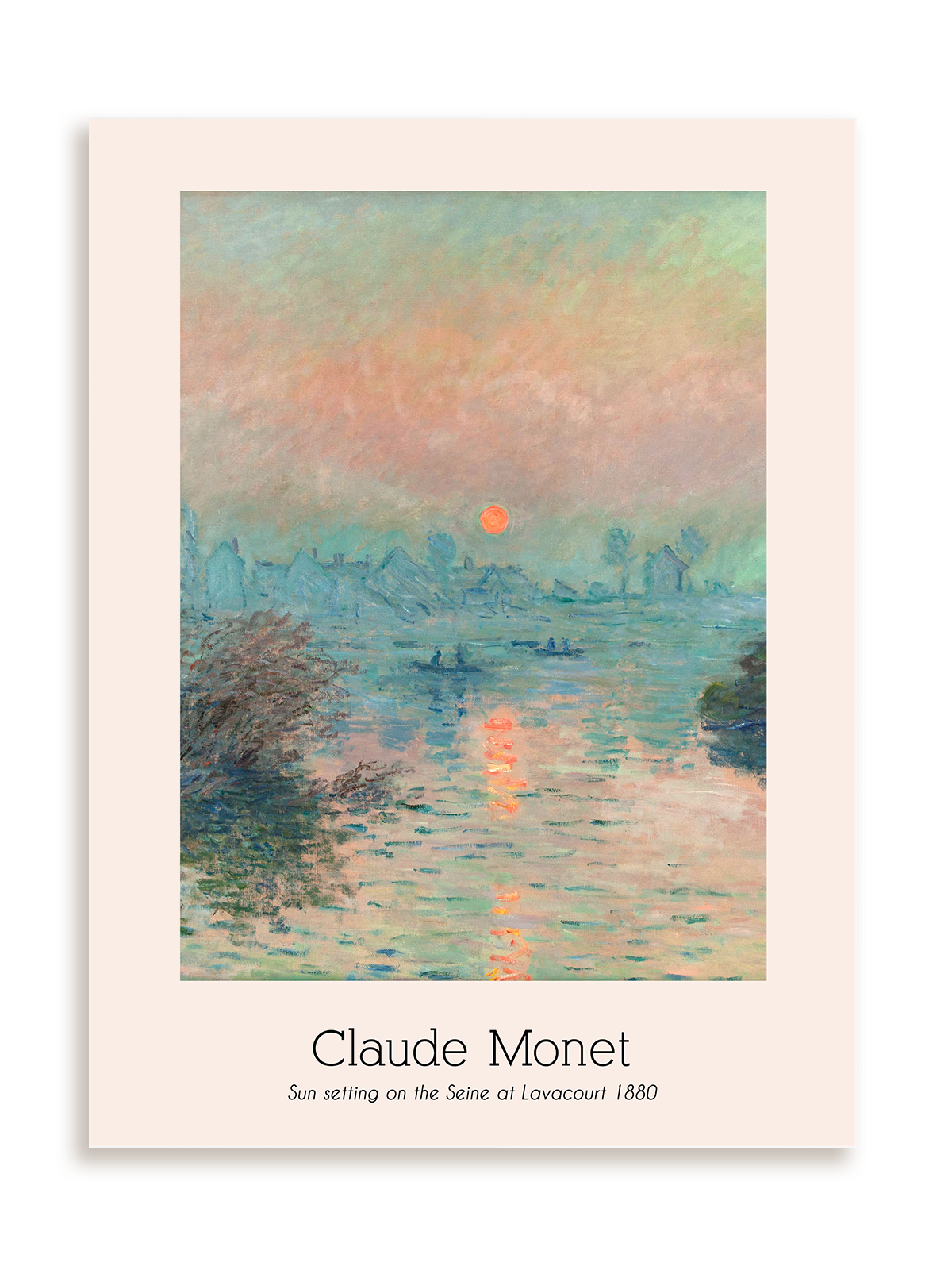 Plakat Claude Monet - Sun setting on the Seine at Lavacourt (1880) bez ramy