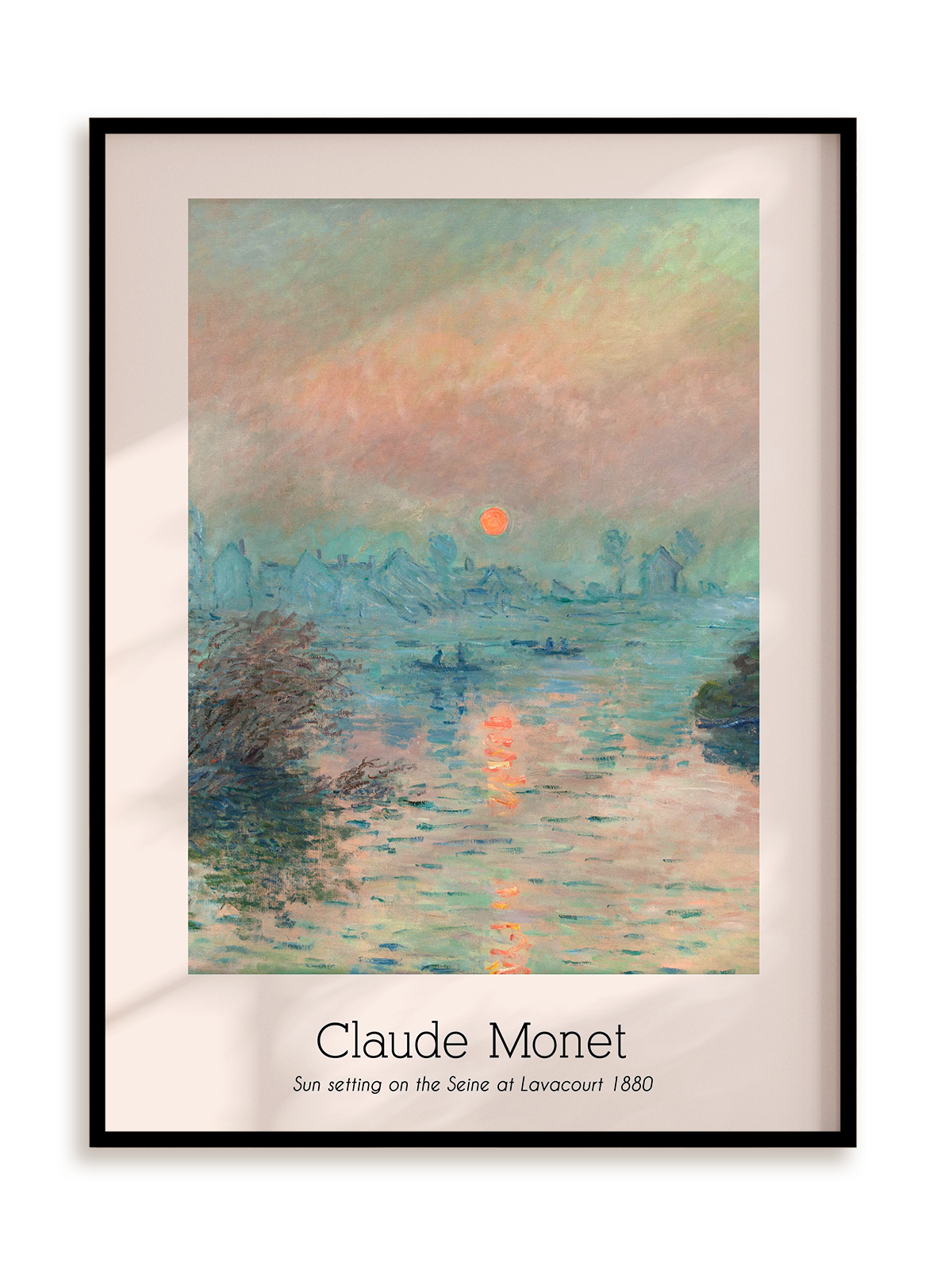 Plakat Claude Monet - Sun setting on the Seine at Lavacourt (1880) w ramie aluminiowej