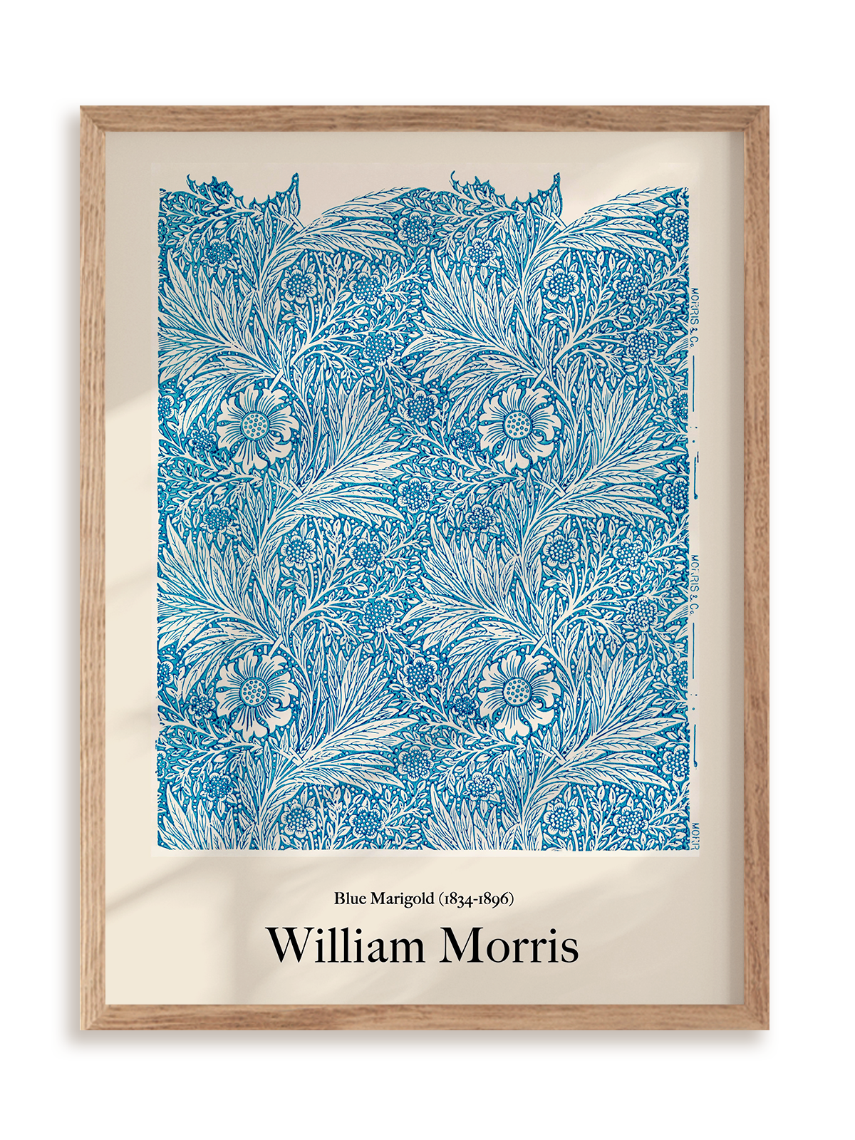 Plakat William Morris - Blue Marigold (1834-1896) w ramie drewnianej