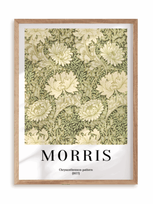 Plakat William Morris - Chrysanthemum pattern (1877) w ramie drewnianej